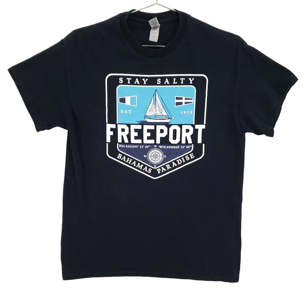 Bahamas T Shirt Mens Medium Black Stay Salty Freeport Grand Bahama Island Tee